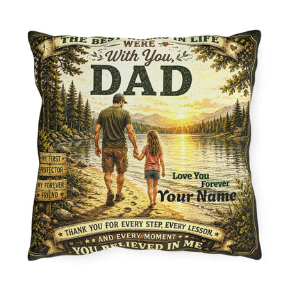 Personalized Blessings In Life With Daughter 2-Sided Scenic & Classic Father’s Day Pillow