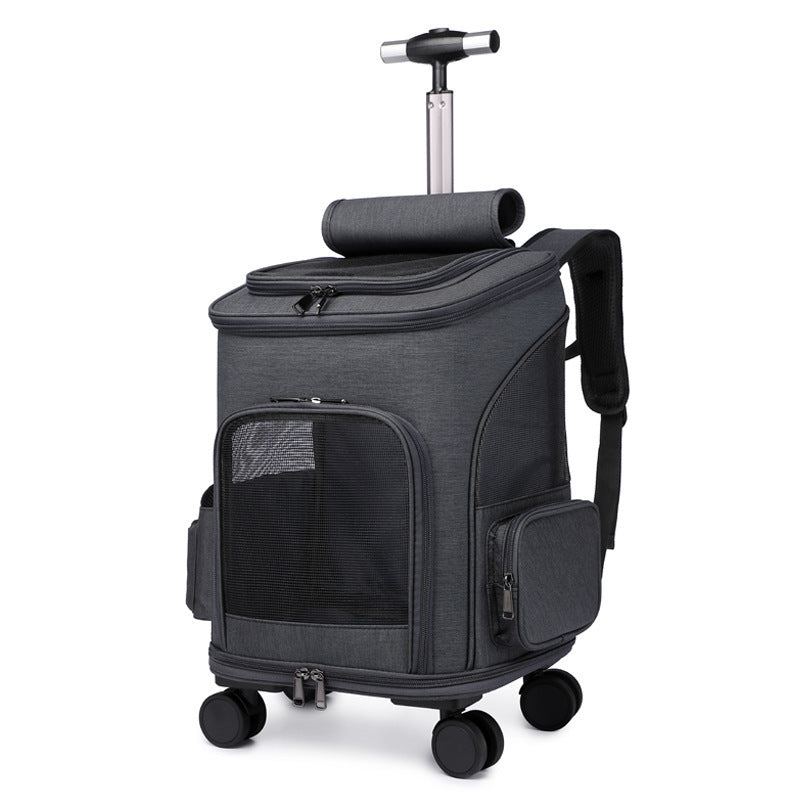 Introducing the Portable Folding Trolley Pet Backpack - the perfect solution for pet owners on the go! With its lightweight and compact design, this backpack not only provides convenience but also ensures your pet's comfort. Take your furry friend on all your adventures with ease and style!