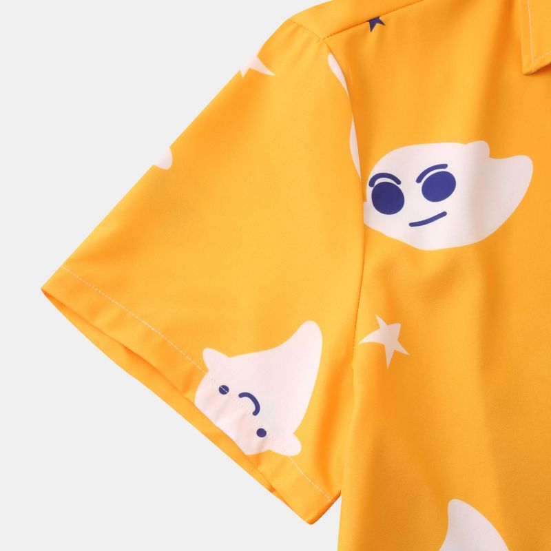 Get into the spooky season with our Halloween Orange Boo Short Sleeve Shirt! Made with high-quality fabric, this shirt is perfect for any Halloween party or trick-or-treating adventure