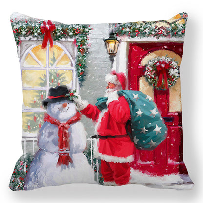 f52576d713a8ccefda7653f8af302534  Transform your living space into a luxurious holiday wonderland with our Christmas Oil painting Peach Skin Plush Pillowcase. Made from premium materials, this pillowcase features a stunning oil painting design that adds an elegant touch to any room. 