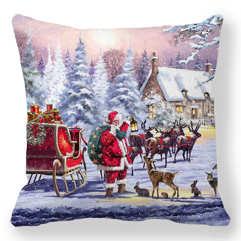 c916c2ce7dd1a4b51d35ffbc5cd58048  Transform your living space into a luxurious holiday wonderland with our Christmas Oil painting Peach Skin Plush Pillowcase. Made from premium materials, this pillowcase features a stunning oil painting design that adds an elegant touch to any room. 