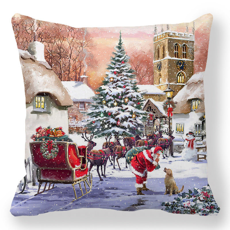 39b2ca9b2e0ea1478a4ff26792eb02e1  Transform your living space into a luxurious holiday wonderland with our Christmas Oil painting Peach Skin Plush Pillowcase. Made from premium materials, this pillowcase features a stunning oil painting design that adds an elegant touch to any room. 