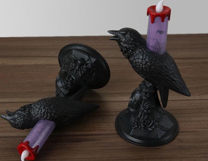 Dare to light up your Halloween with our Crow Candle Stick Light! This unique centerpiece features a creepy crow perched on a candle stick, adding a touch of spooky sophistication to your decor. Enhance the eerie ambiance and thrill your guests with this bold addition. Order now!