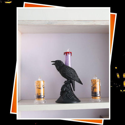 Dare to light up your Halloween with our Crow Candle Stick Light! This unique centerpiece features a creepy crow perched on a candle stick, adding a touch of spooky sophistication to your decor. Enhance the eerie ambiance and thrill your guests with this bold addition. Order now!