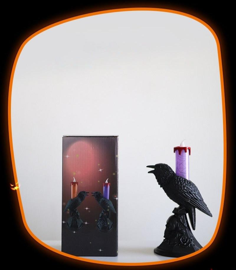 Dare to light up your Halloween with our Crow Candle Stick Light! This unique centerpiece features a creepy crow perched on a candle stick, adding a touch of spooky sophistication to your decor. Enhance the eerie ambiance and thrill your guests with this bold addition. Order now!