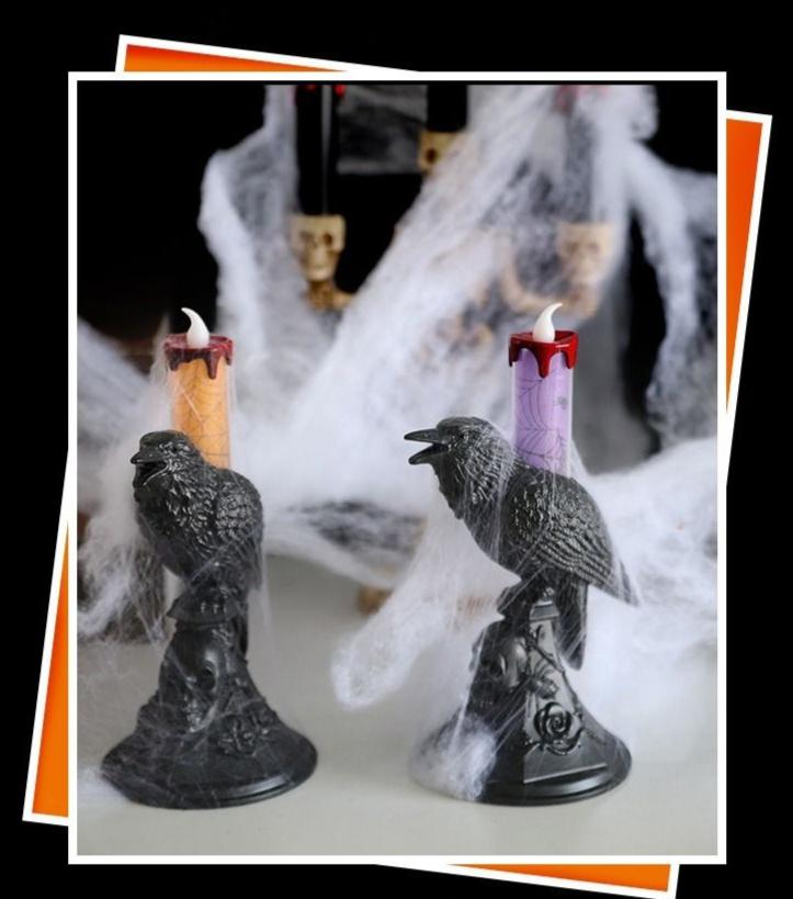 Dare to light up your Halloween with our Crow Candle Stick Light! This unique centerpiece features a creepy crow perched on a candle stick, adding a touch of spooky sophistication to your decor. Enhance the eerie ambiance and thrill your guests with this bold addition. Order now!