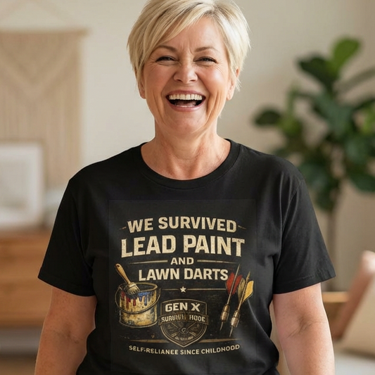 This “We Survived Lead Paint and Lawn Darts” tee is for the generation that didn’t need warning labels to build resilience. We weren’t bubble-wrapped, we were battle-tested.