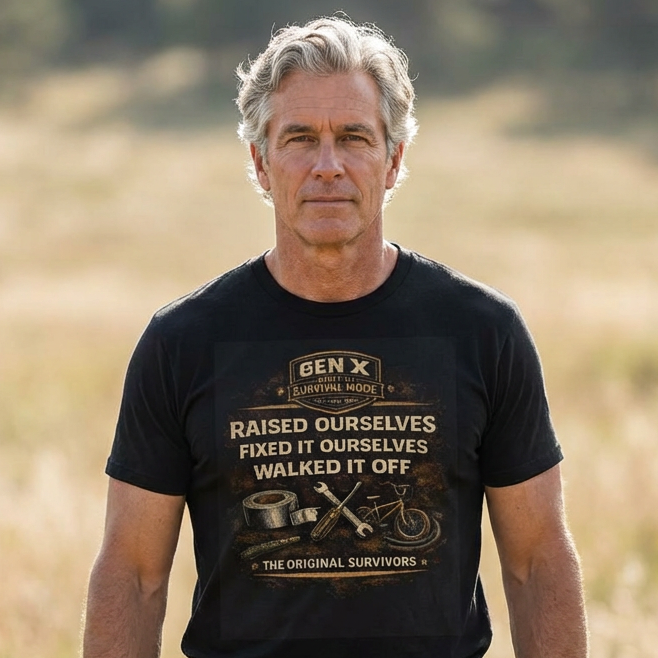 Gen X Survivor Raised Ourselves Walked It Off Comfortable Cotton T-Shirt