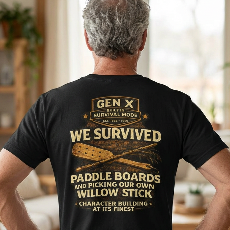 This bold, vintage-style tee from the Gen X Survival Series is a throwback to a childhood that built toughness, respect, and resilience the old-school way.