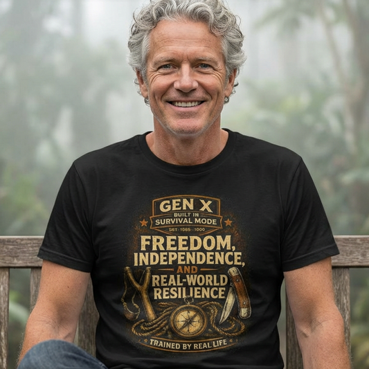 Gen X Freedom, Independence, and Real-World Resilience Cotton T-Shirt