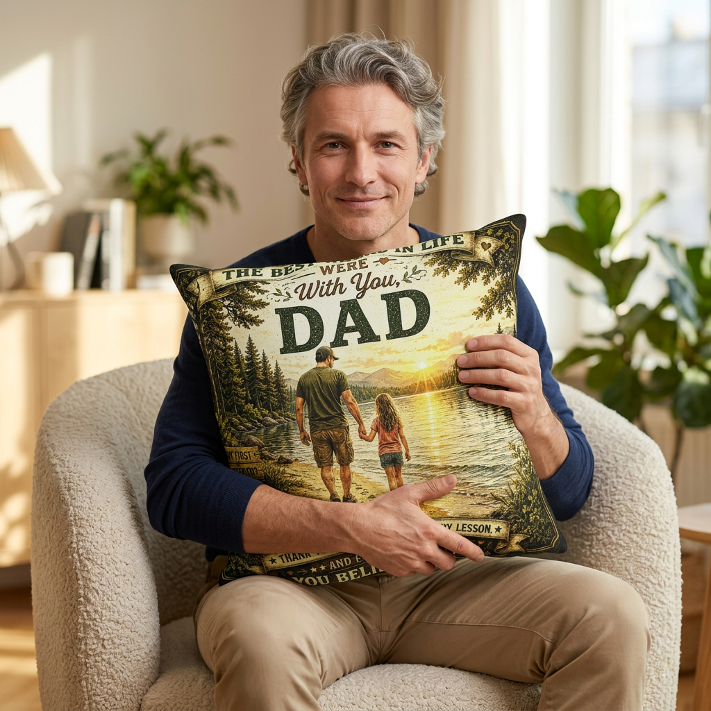 Blessings In Life With Daughter Scenic Timeless Father’s Day Pillow