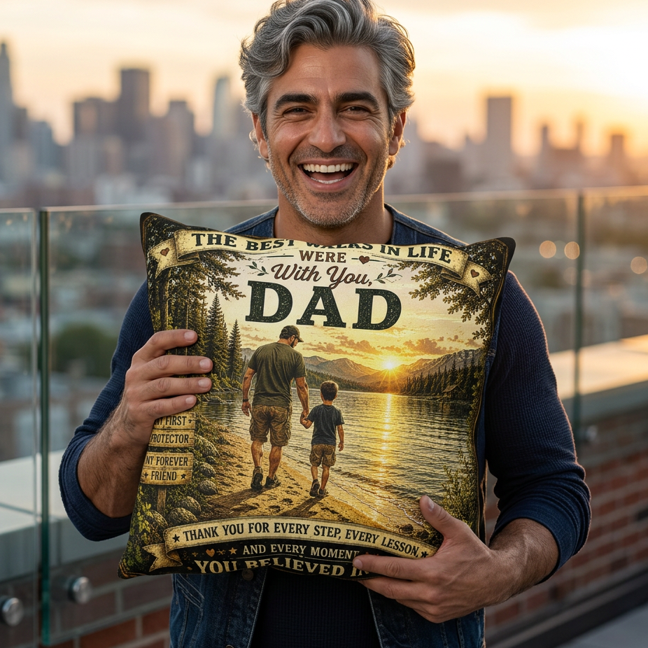 Blessings In Life With Son Scenic Timeless Father’s Day Pillow