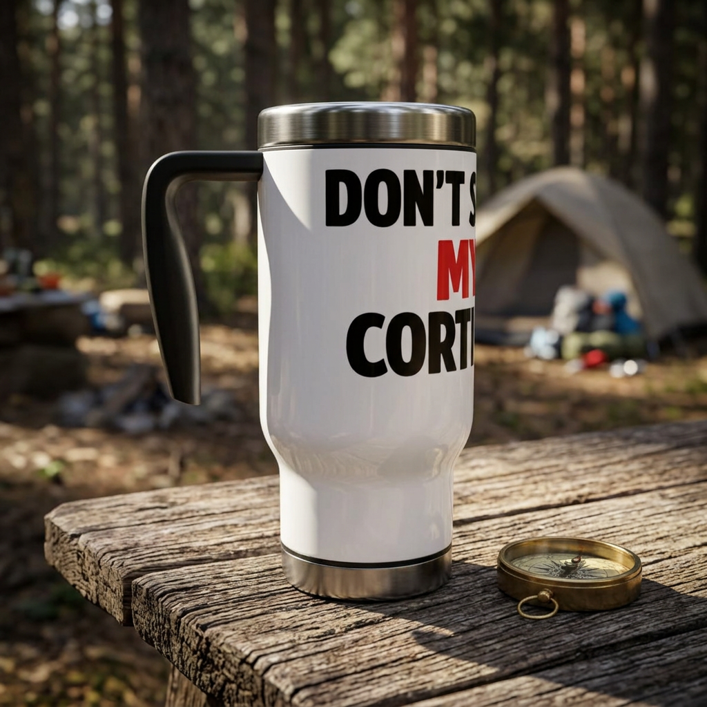 Don’t Spike My Cortisol Travel Mug — 14oz Stainless Steel Tumbler with Handle