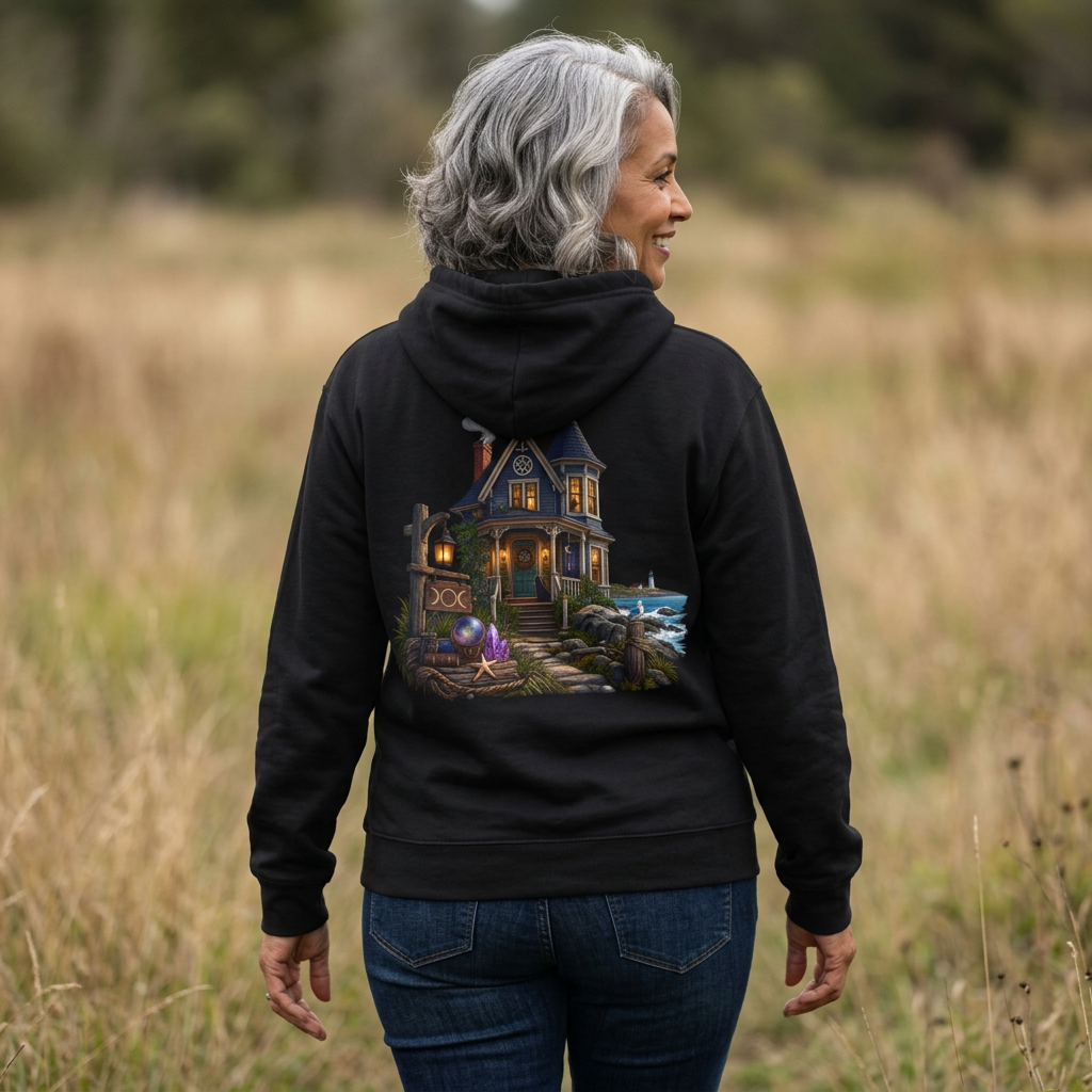 Old Victorian Practical Magic Cottage Pullover Hoodie