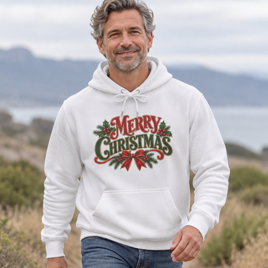 Classic Merry Christmas Thick Comfortable Pullover Hoodie
