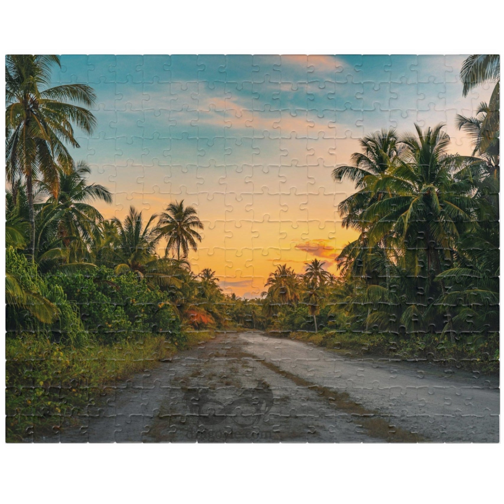 Experience the breathtaking beauty of a tropical landscape at dusk with this stunning puzzle. Featuring 110 to 1014 pieces, this puzzle will challenge your mind while transporting you to a peaceful oasis. 
