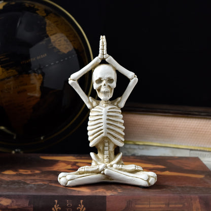 Vintage Halloween Skeleton Figurines Yoga Pose Resin Home Décor
