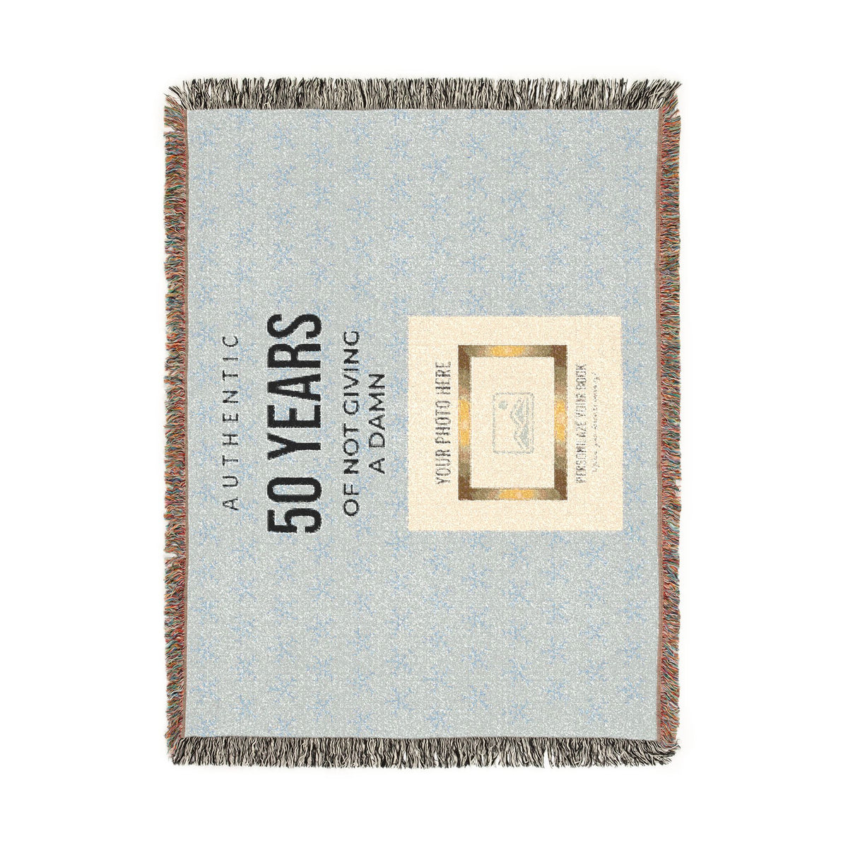 Personalized Woven Blanket — 'Authentic 50 Years of Not Giving a Damn' Decorative Throw