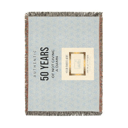 Personalized Woven Blanket — 'Authentic 50 Years of Not Giving a Damn' Decorative Throw