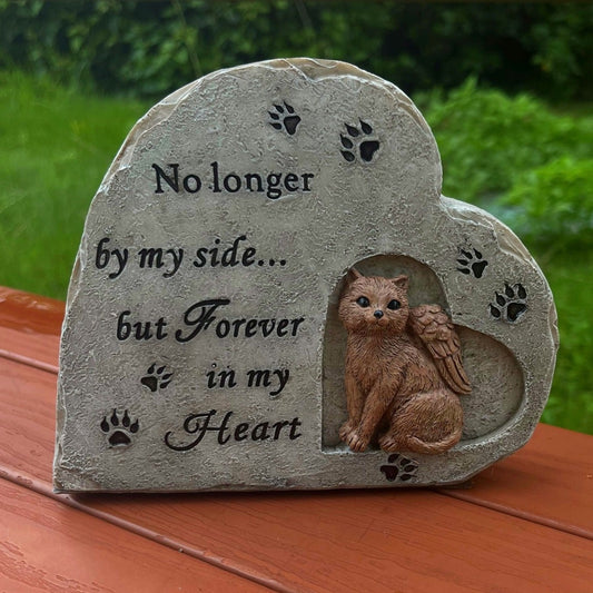 Celebrate the love you shared and the sweet memory of your feline companion with our heart-shaped resin cat monument. Crafted with care, this beautiful tribute serves as a timeless reminder of the bond you shared. Honor your beloved pet with a lasting memorial.