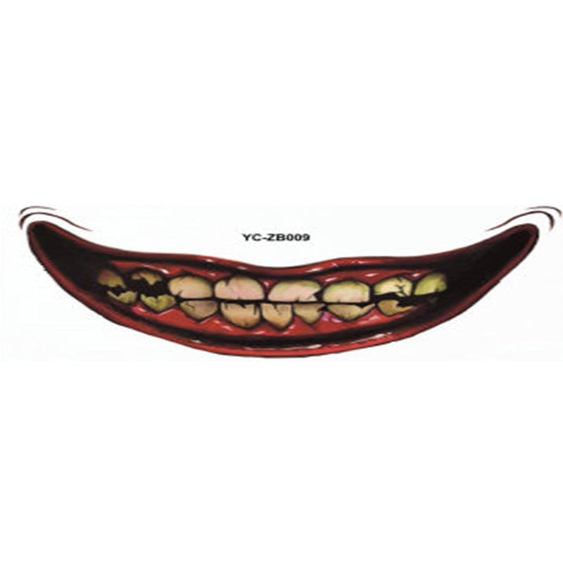 Unleash your bold side this Halloween with these Creepy Mouth Fake Tattoos. Perfect for creating a chilling, unforgettable look, they easily apply for a realistic effect that turns heads. 
