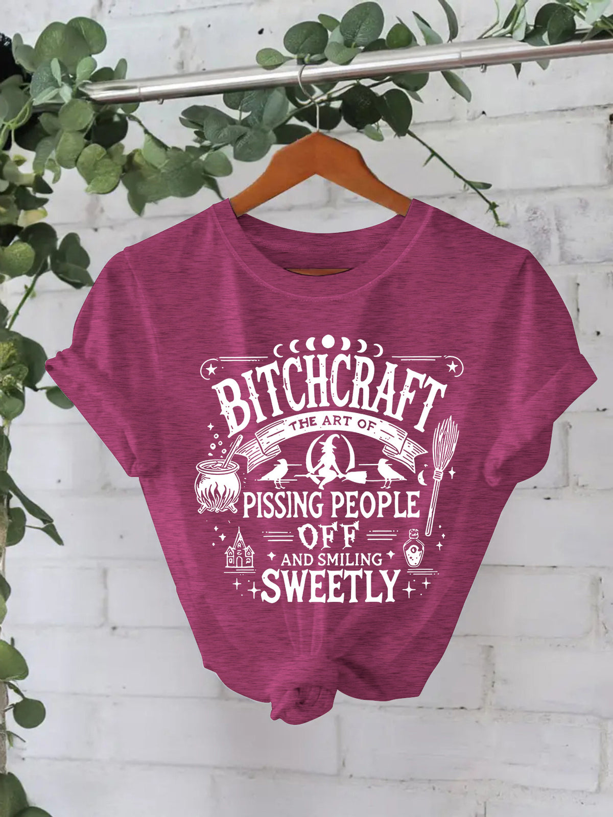 Bitchcraft Halloween Printed Round Neck Loose T-shirt