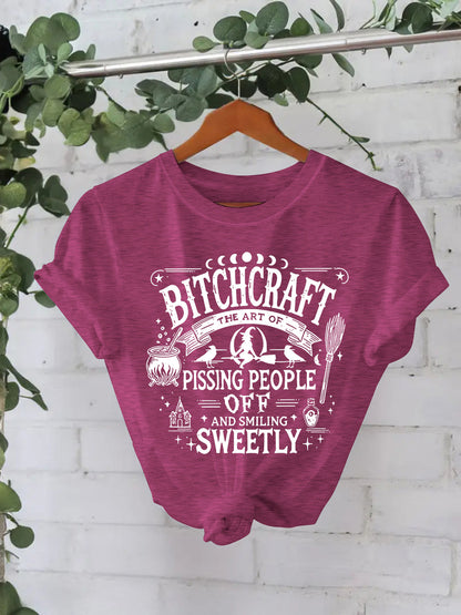 Bitchcraft Halloween Printed Round Neck Loose T-shirt