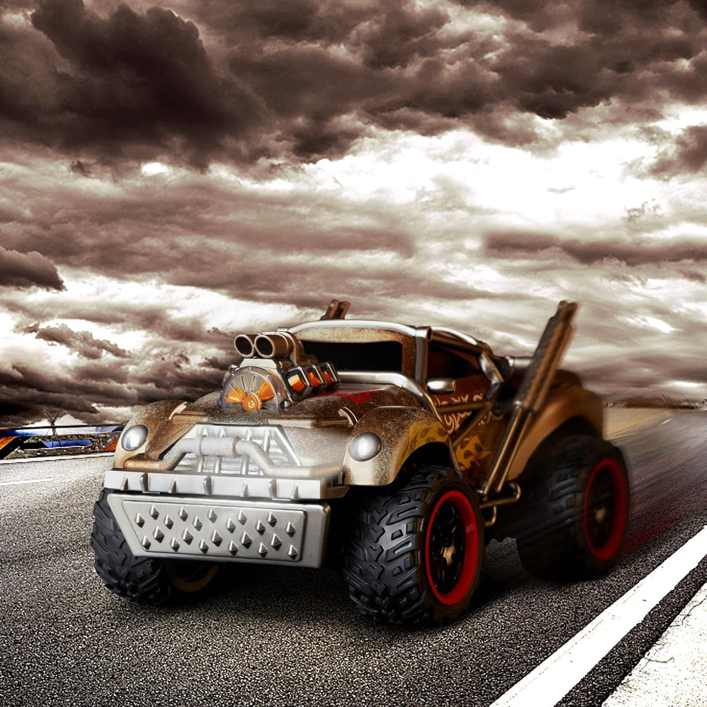 Wasteland Style 1:14 Scale 2.4GHz Model Racing Remote Control Car with Cool LED Lights and Realistic Sound, Hobby Electric RC Car Toys for Boys and Adults (Golden)