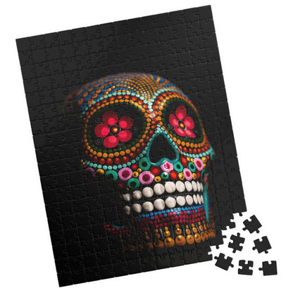 This colorful skull puzzle is perfect for puzzle lovers looking for a fun and challenging experience. With 110 to 520 pieces, it offers a range of difficulty levels for all skill levels. Get lost in the vibrant colors as you piece together this unique puzzle. Hang it up as a statement piece once you're done!