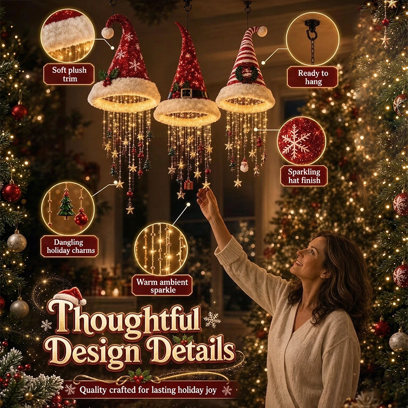Hanging LED Lighted Christmas Santa Hat