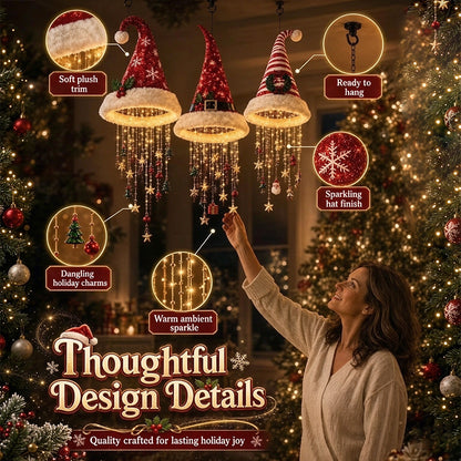 Hanging LED Lighted Christmas Santa Hat