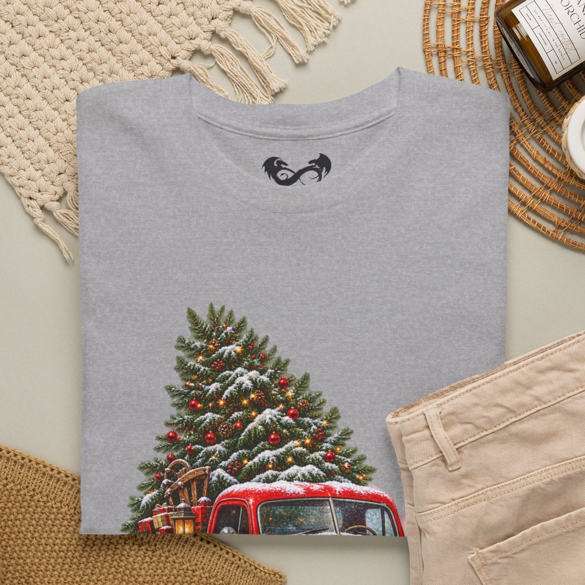 Vintage Style Christmas Classic Red Ford Cotton T-Shirt