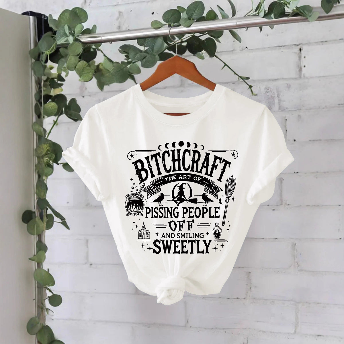 Bitchcraft Halloween Printed Round Neck Loose T-shirt