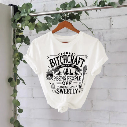 Bitchcraft Halloween Printed Round Neck Loose T-shirt