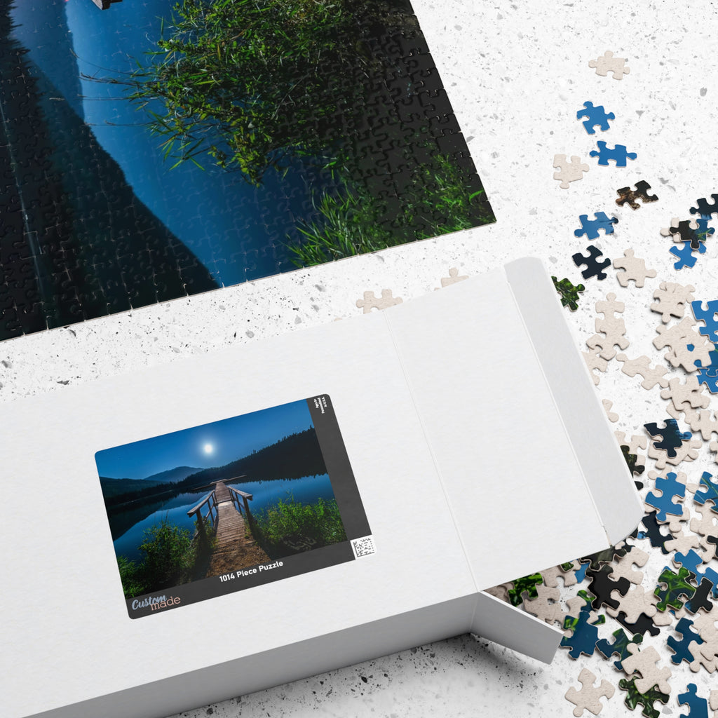 Experience the calming beauty of the Blue Moon At The Lake Puzzle. With 110 to 1014 pieces, this puzzle is perfect for all levels. Immerse yourself in the artistry of the blue moon reflecting on the serene lake, and feel the peace and tranquility it brings. A delightful challenge for any puzzle enthusiast.