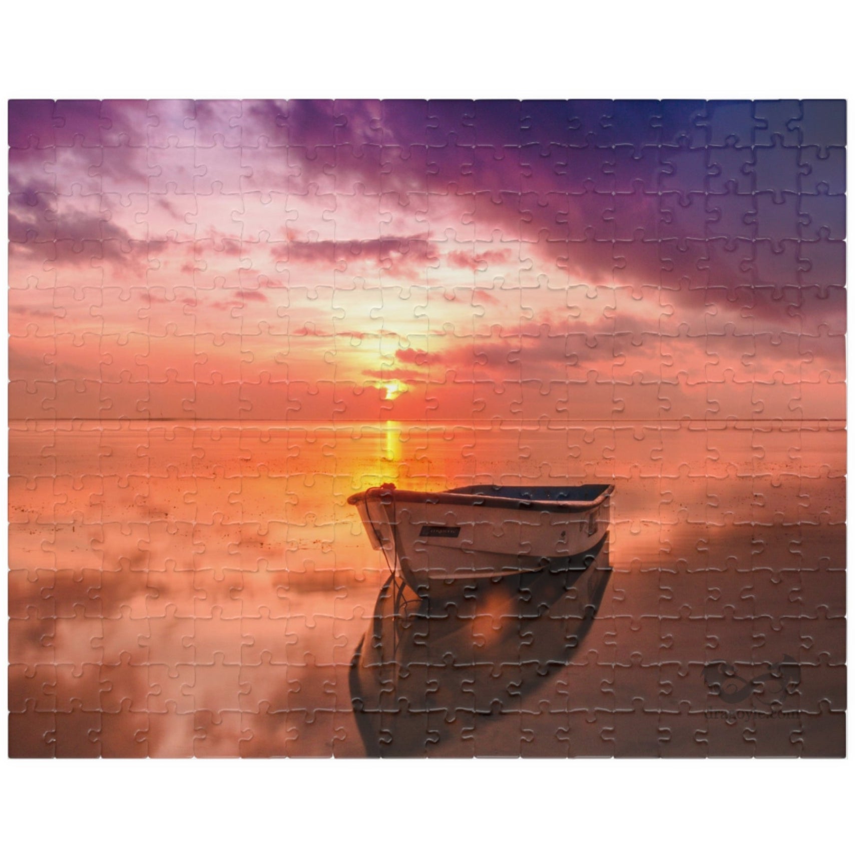 Escape the stress of everyday life and immerse yourself in the beauty of this Lake Boat Sunset Puzzle. With 110 to 1014 pieces, this puzzle will provide hours of relaxation and satisfaction as you piece together the vibrant sunset scene. 