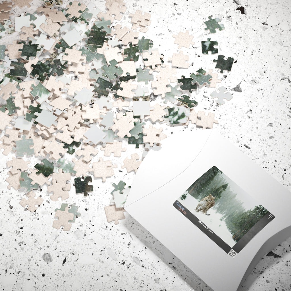 Take on the challenge of this Leopard In A Snow Storm Puzzle! With 110 to 1014 pieces, this puzzle will put your skills to the test as you piece together a stunning image of a leopard in its natural habitat. 