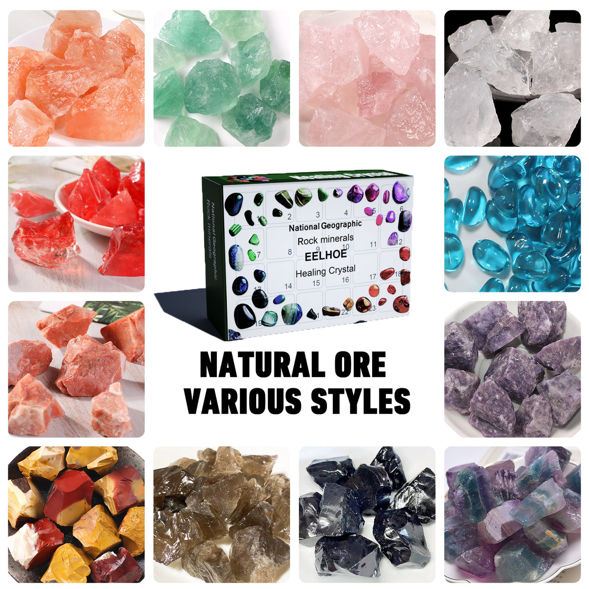 24 Grid Healing Crystals & Gemstones Gift Box