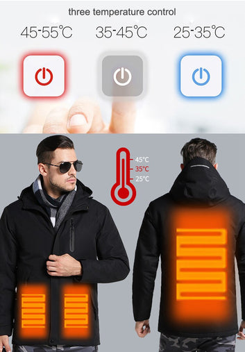 Stay warm and dry in any weather with our Warm Waterproof USB Heated Jacket! Featuring built-in heating technology and a waterproof exterior, this jacket is perfect for the cold and rainy days. Simply plug in any power bank and stay toasty and comfortable wherever you go. 