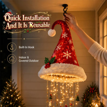 Hanging LED Lighted Christmas Santa Hat
