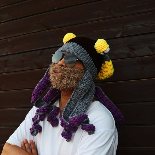 Funny Halloween Warm Wool Crochet Octopus Party Hat