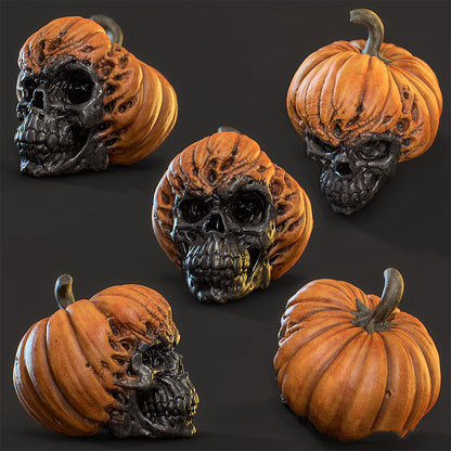 Unleash your daring spirit with these Halloween Resin Spooky Pumpkin Skulls! Add an eerie touch to your decorations and stand out among the regular pumpkins. Take a risk and embrace the spooky season with these unique and eye-catching skulls. 