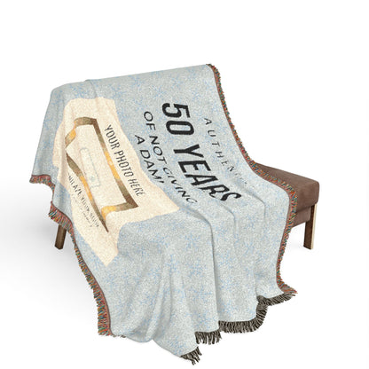 Personalized Woven Blanket — 'Authentic 50 Years of Not Giving a Damn' Decorative Throw