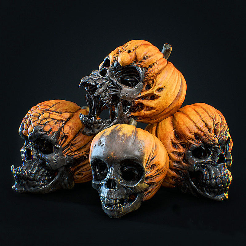 Unleash your daring spirit with these Halloween Resin Spooky Pumpkin Skulls! Add an eerie touch to your decorations and stand out among the regular pumpkins. Take a risk and embrace the spooky season with these unique and eye-catching skulls. 