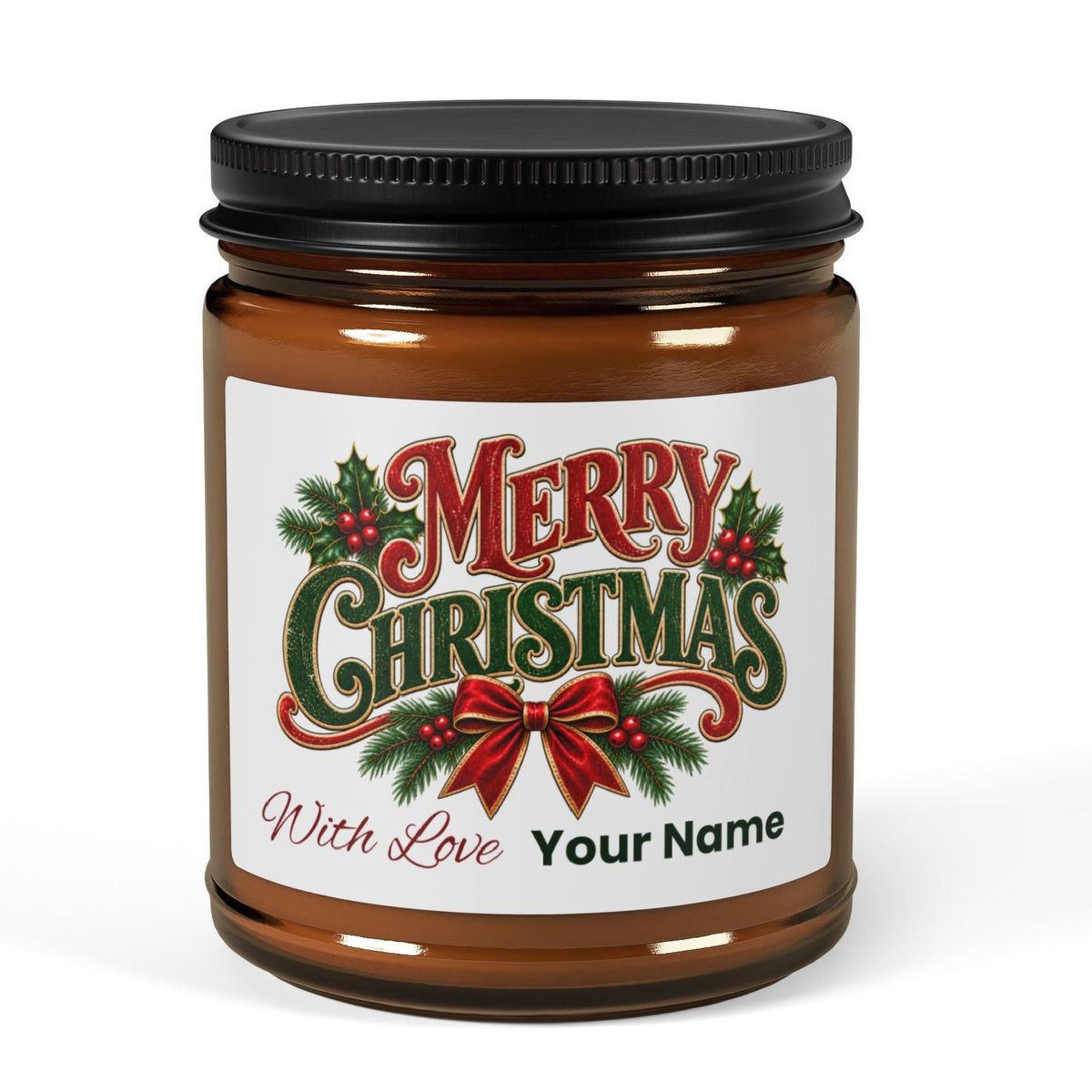 Personalized Merry Christmas Scented Soy Candle

