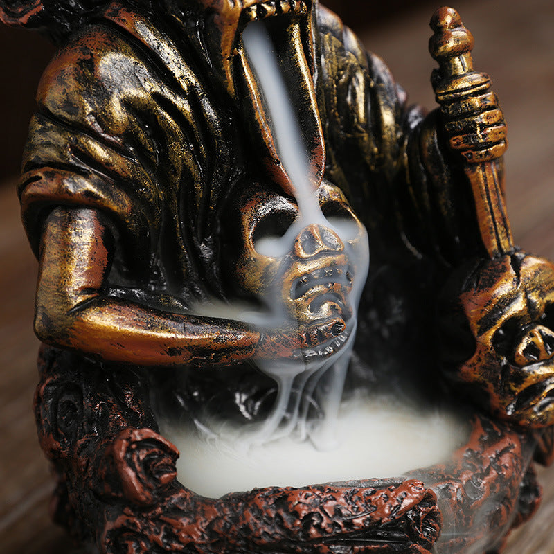 Nordic Skull Ghost Halloween Resin Backflow Agarwood Incense Burner
