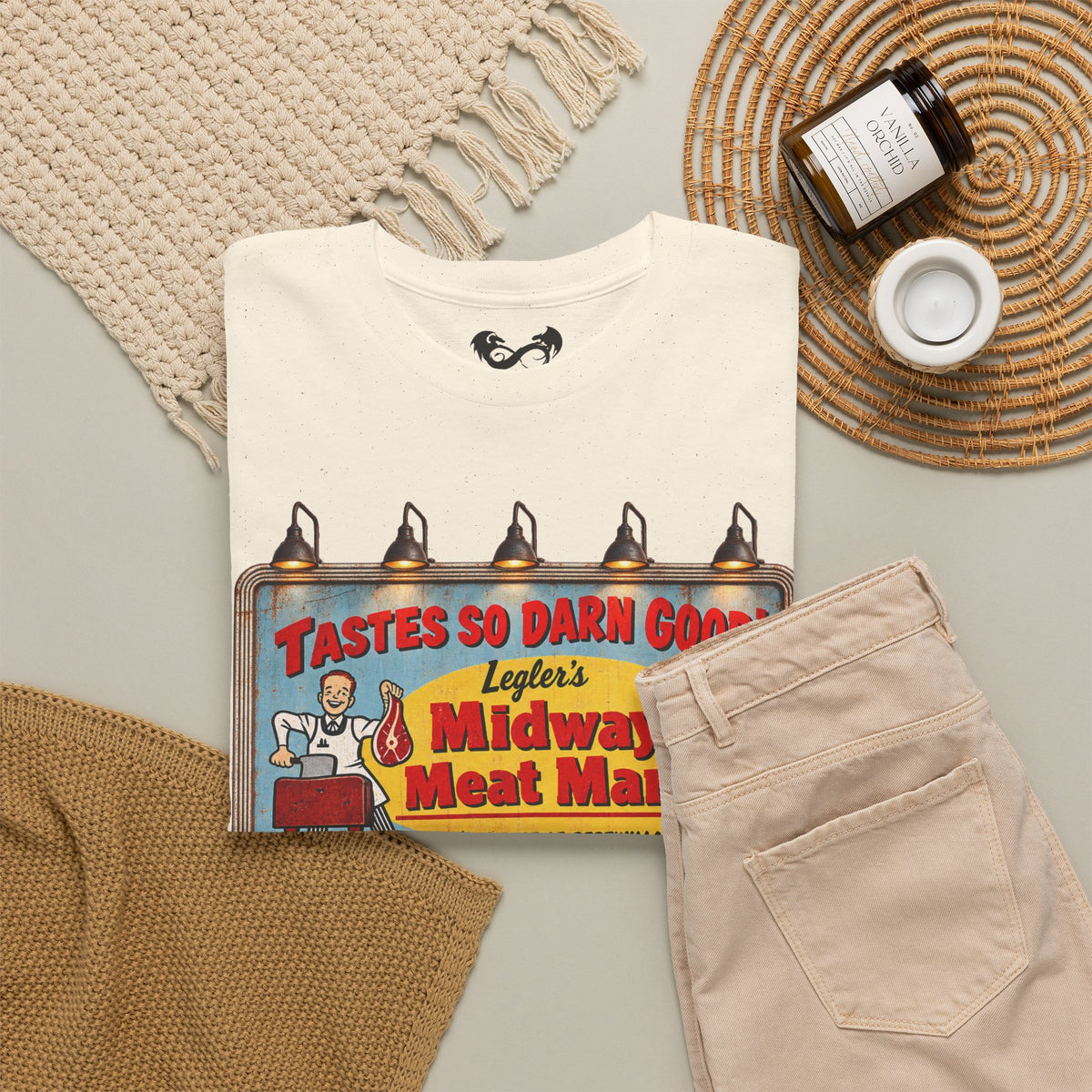 Jeepers Creepers Inspired Vintage Midway Meat Market Billboard  Cotton T-Shirt