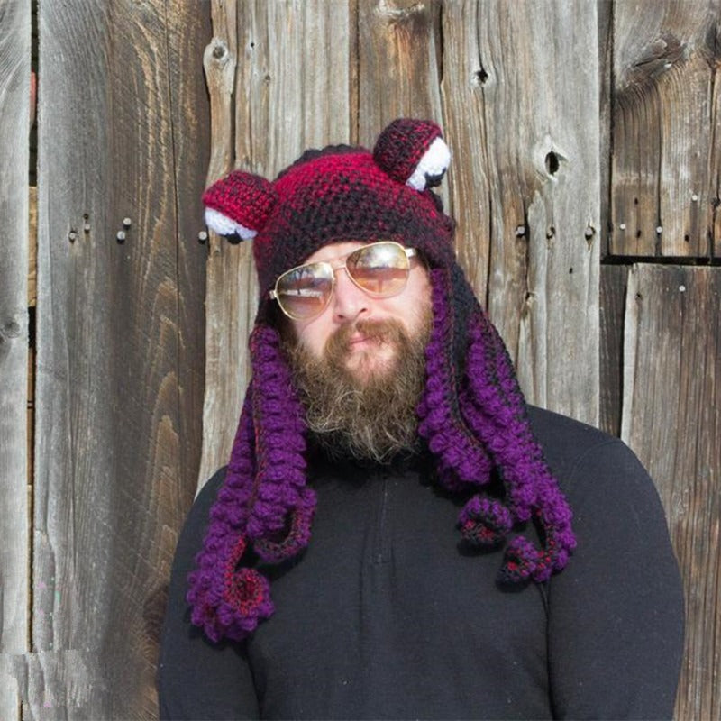 Funny Halloween Warm Wool Crochet Octopus Party Hat