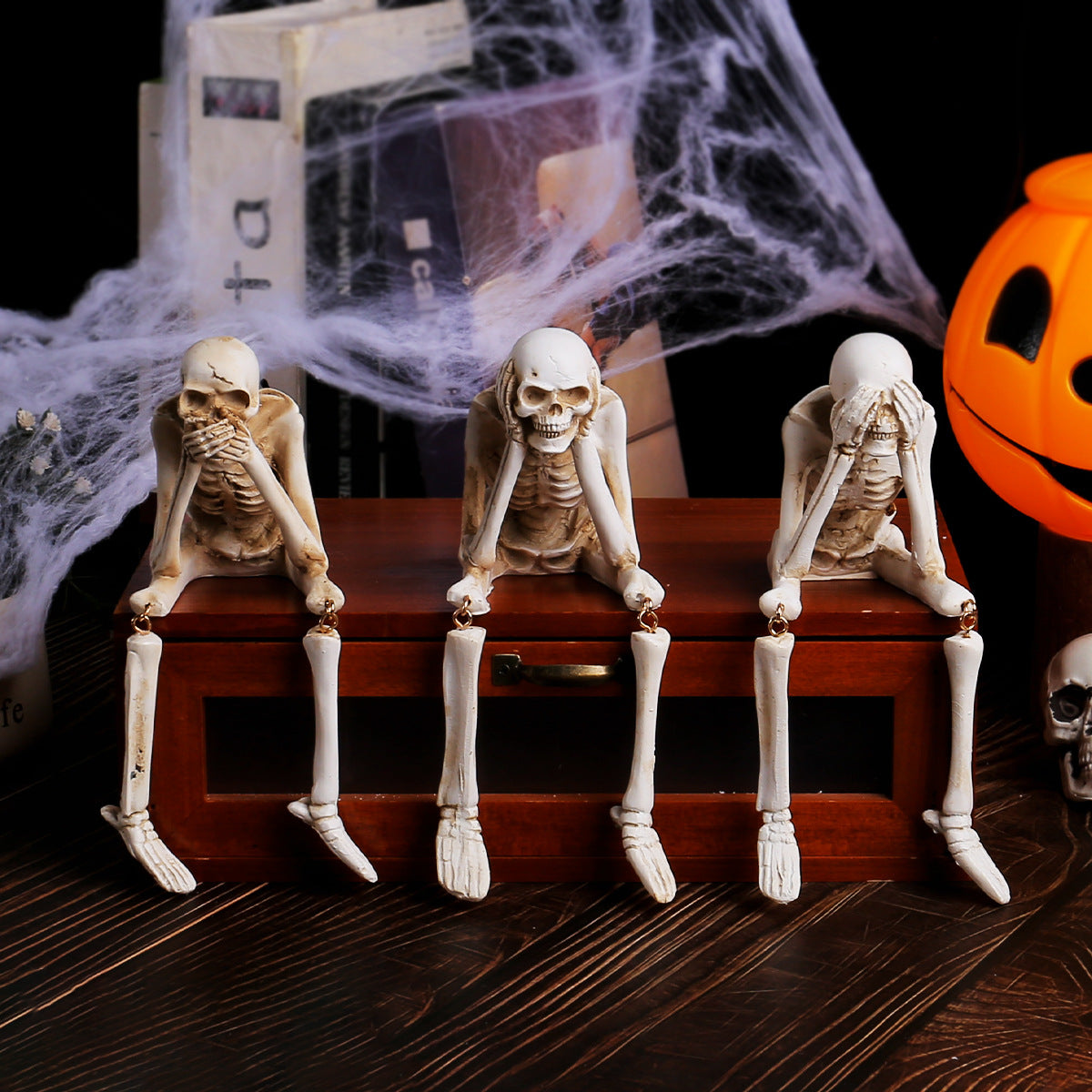 Halloween Skeleton "See No Evil, Hear No Evil, Speak No Evil" Decorations