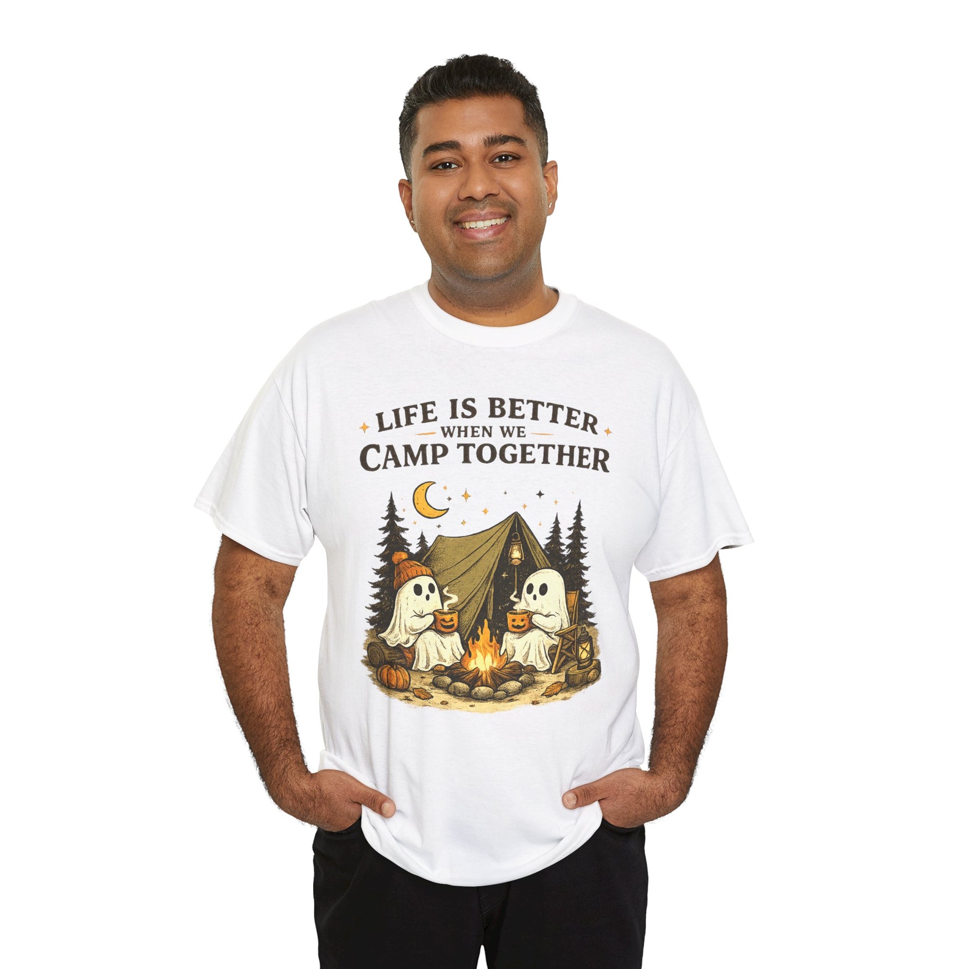Life Is Better When We Camp Together Ghost Halloween Cotton T-Shirt